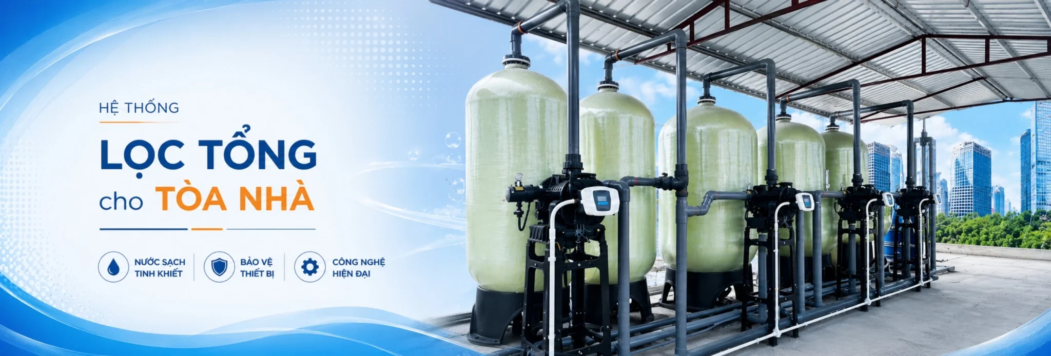 Dây chuyền xử lý nước tinh khiết y tế và Heat Pump